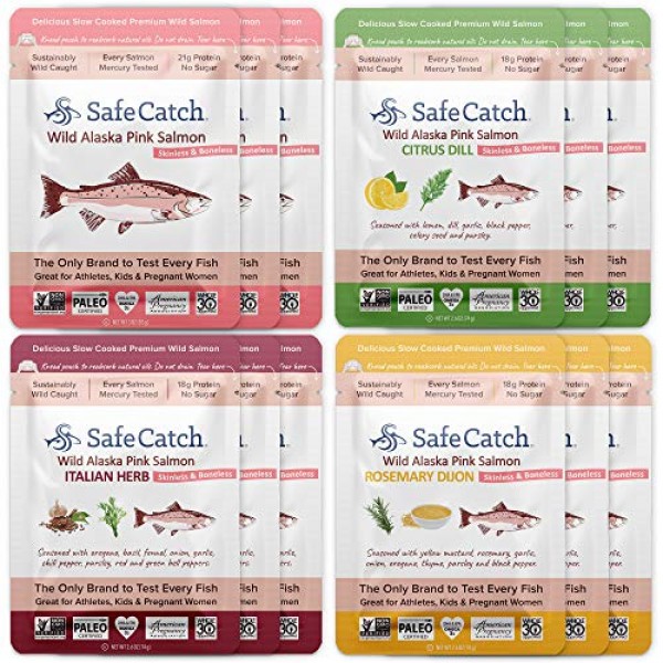 Safe Catch Wild Alaska Pink Salmon, Mercury Tested, Seasoned, 2.