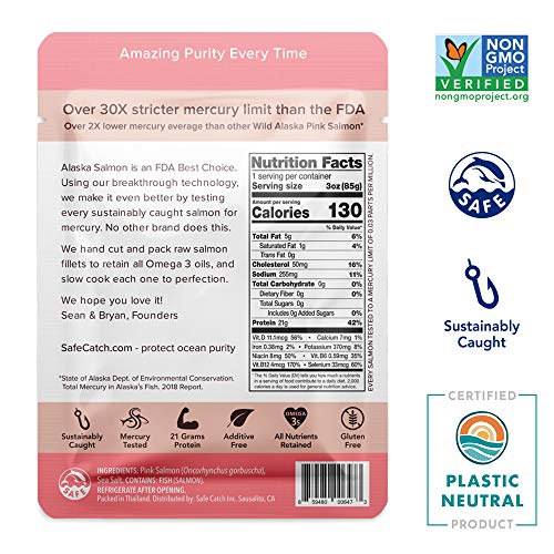 Safe Catch Wild Pacific Pink Salmon, Mercury Tested, 3 Oz Pouch