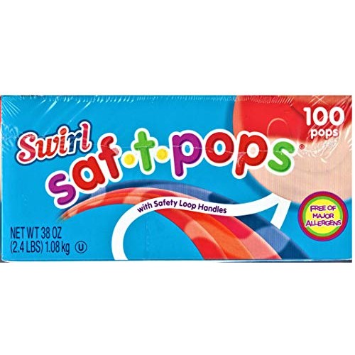 Safety Pops Lollipops Spangler Swirl Saf-T-Pops, Assorted, 100 C Safety Pops Lollipops Spangler Swirl Saf-T-Pops, Assorted, 100 C