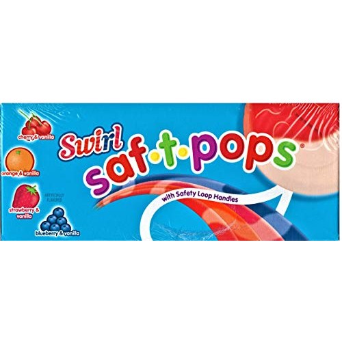 Safety Pops Lollipops Spangler Swirl Saf-T-Pops, Assorted, 100 C Safety Pops Lollipops Spangler Swirl Saf-T-Pops, Assorted, 100 C