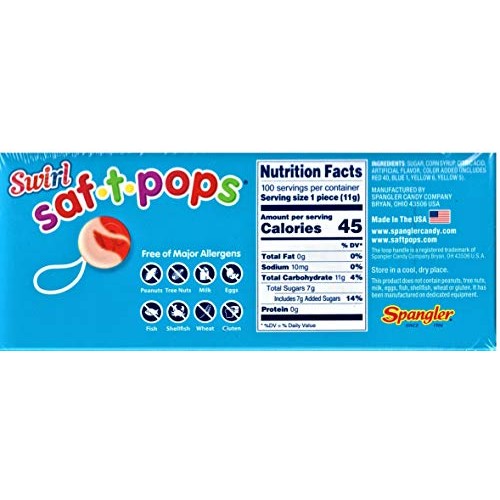 Safety Pops Lollipops Spangler Swirl Saf-T-Pops, Assorted, 100 C Safety Pops Lollipops Spangler Swirl Saf-T-Pops, Assorted, 100 C
