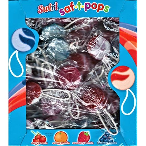 Safety Pops Lollipops Spangler Swirl Saf-T-Pops, Assorted, 100 C Safety Pops Lollipops Spangler Swirl Saf-T-Pops, Assorted, 100 C