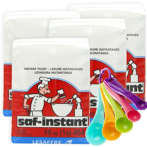 Saf Instant Yeast | 1 Pound Pouch Pack Of 4 + 1 Set Of Measuring