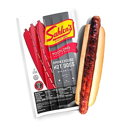 Sahlens Original Smokehouse Pork & Beef Footlong Hot Dogs with ... Sahlens Original Smokehouse Pork & Beef Footlong Hot Dogs with ...