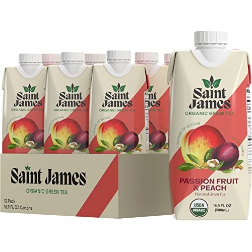 Saint James Iced Tea | Passion Fruit & Peach Organic Green Tea |...