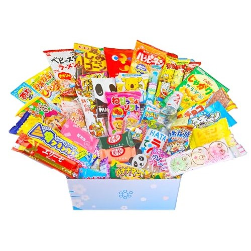 Sakura Box Japanese Candy & Snacks Dagashi Set & Pamphlet 50 Pie...