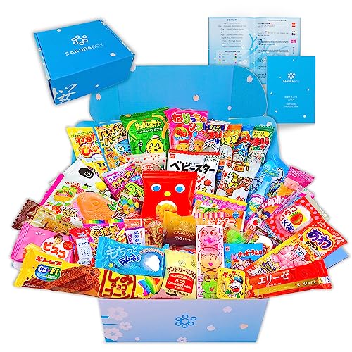 Sakura Box Japanese Candy & Snacks Dagashi Set & Pamphlet 50 Pie...