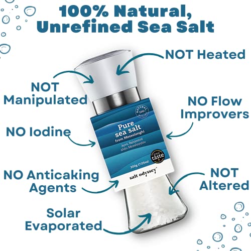 SALT ODYSSEY Grinder Salt, Pure Sea Salt for Seasoning Meat, Fis...
