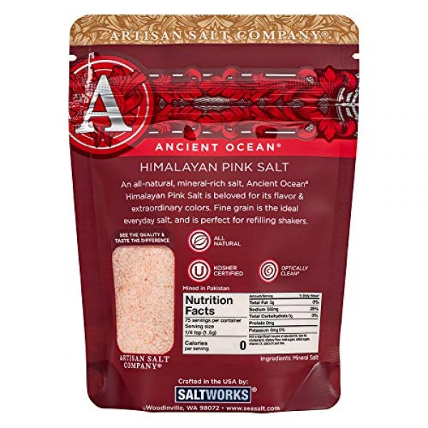 Saltworks Ancient Ocean Himalayan Pink Salt, Fine, Artisan Zip-T