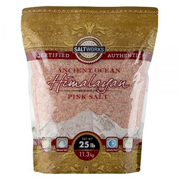Saltworks Ancient Ocean Himalayan Pink Salt, Medium Grain, 25 Po