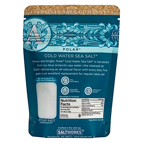 Saltworks Polar Cold Water Sea Salt, Artisan Zip-Top Pouch, 4 Ounce