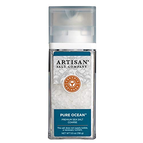 Saltworks Pure Ocean Premium Sea Salt, Coarse, Artisan Grinder J