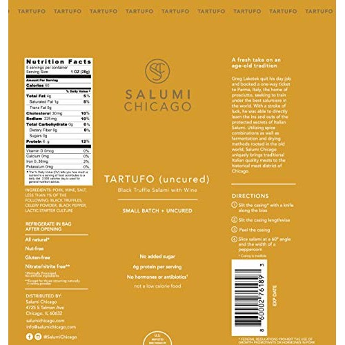 Salumi Chicago Artisan Salami Tartufo - Uncured, Gluten Free,