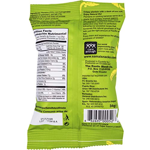 Samai Pacific Sea Salt, Plantain Chips, Gluten-Free, 1.2Oz Bag