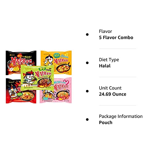 Samyang Buldak Chicken Stir Fried Ramen Korean Ramen 5 Flavor C...