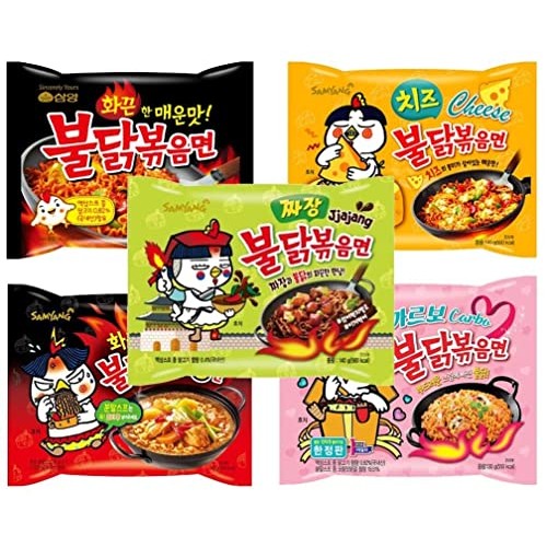 Samyang Buldak Chicken Stir Fried Ramen Korean Ramen 5 Flavor C...