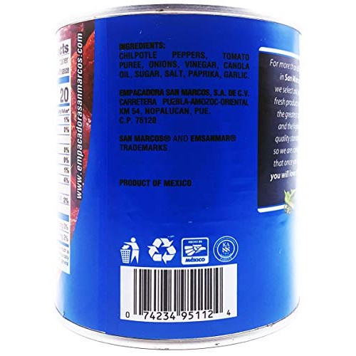 San Marcos Chipotle Peppers In Adobo Sauce, 28 Oz