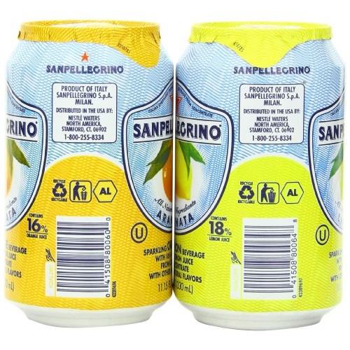 San Pellegrino Sparkling Beverage, Lemon, Orange Variety, 11.15