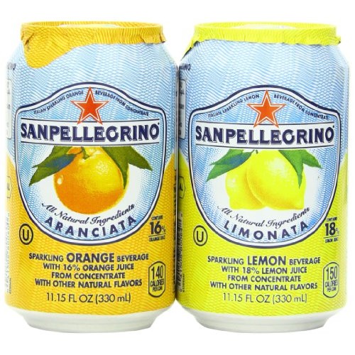 San Pellegrino Sparkling Beverage, Lemon, Orange Variety, 11.15