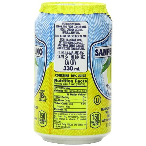 San Pellegrino Sparkling Beverage, Limonata Lemon, 11.15 Fl Oz