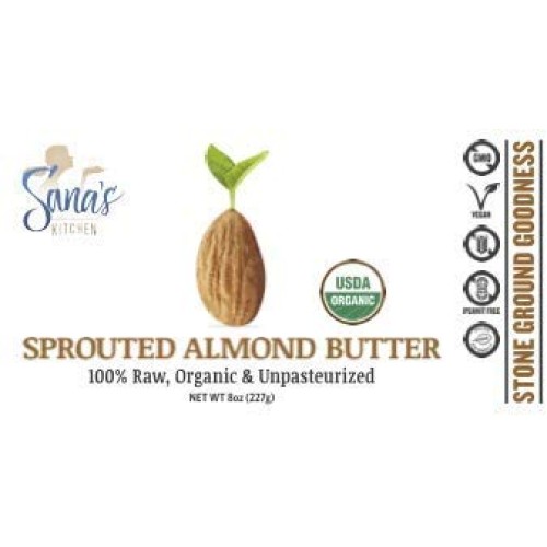 Sanas Kitchen Sprouted Stone Ground Raw Italian Almond Butter,
