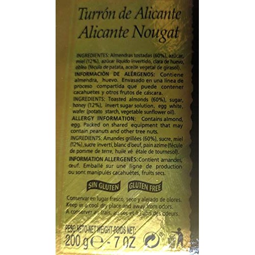 Sanchis Mira Turron De Alicante 7 Oz. Just Arrived From Spain. P