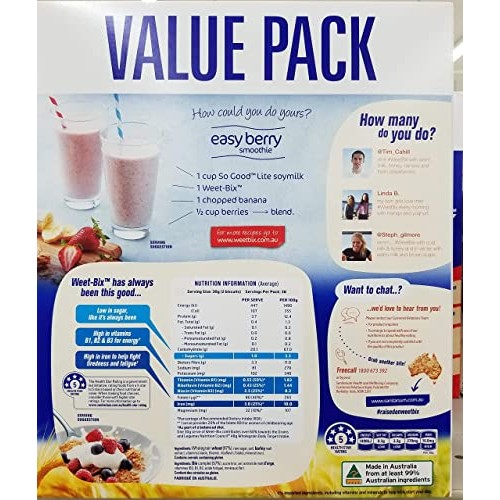 Value Pack - Weet-Bix 97% Whole Grain 1.12Kg By Sanitarium Hea