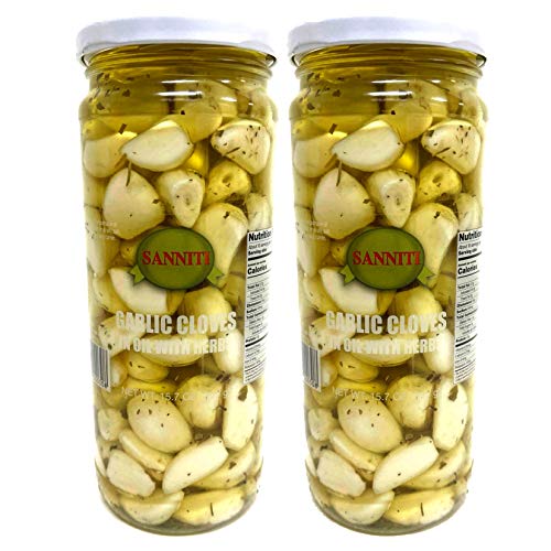 Sanniti Garlic Cloves In Oil With Herb, 15.7 Oz Pack Of 2