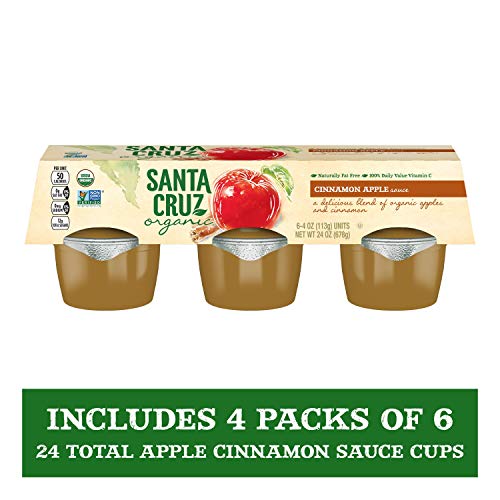 Santa Cruz Organic Cinnamon Apple Sauce, 6-4 Ounce Cups Pack Of 4