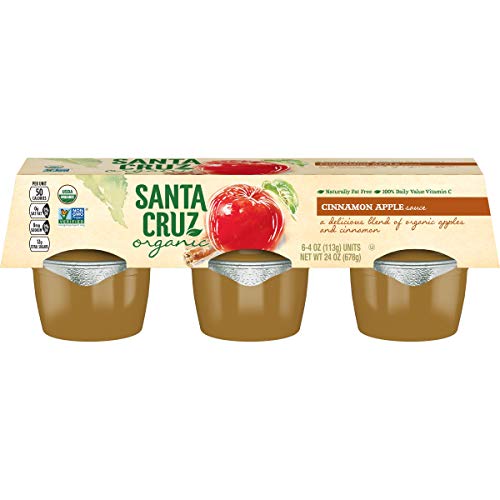 Santa Cruz Organic Cinnamon Apple Sauce, 6-4 Ounce Cups Pack Of 4