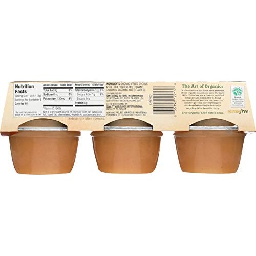 Santa Cruz Organic Apple Cinnamon Sauce Cups, 4 Oz, 6 Ct