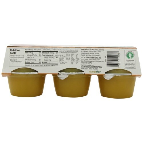 Santa Cruz Organic Apple Peach Sauce, 4-Ounce Cups, 6 Count Pac