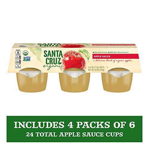 Santa Cruz Organic Apple Sauce, 6-4 Ounce Cups Pack Of 4