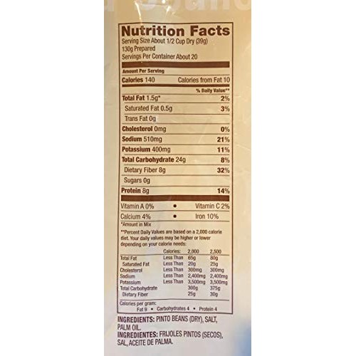 Dehydrated Vegetarian Refried Beans With Whole Beans