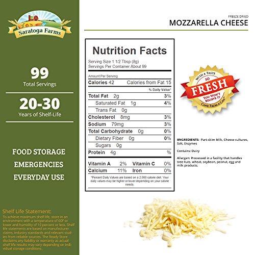 Saratoga Farms Freeze-Dried Mozzarella Cheese, Freeze-Dried Emer...