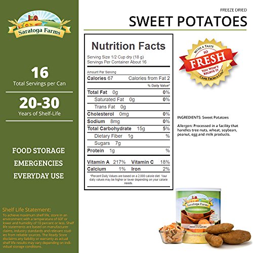 Saratoga Farms Freeze Dried Sweet Potatoes, 1 Emergency Food Sto