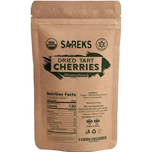Organic Dried Tart Cherries Unsweetened - No Sugar - No Oil, Uns...