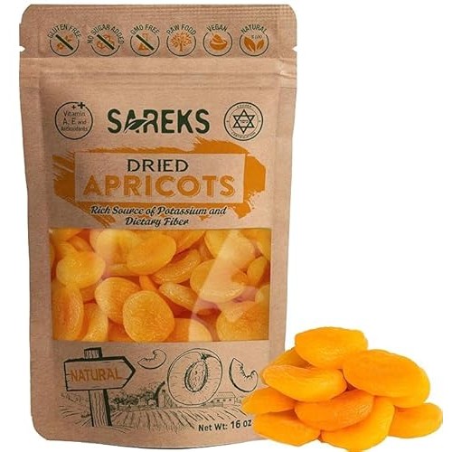 Sareks Premium Dried Apricot 16 oz in Resealable Bag - Unsweeten...