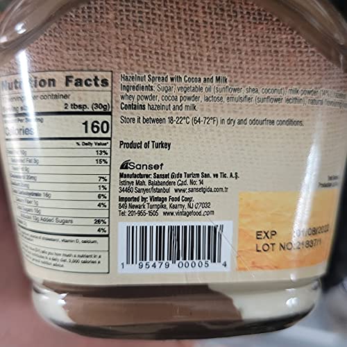 Sarelle Duo Hazelnut and Cacao Spread 12.34oz Product of Turkey ...