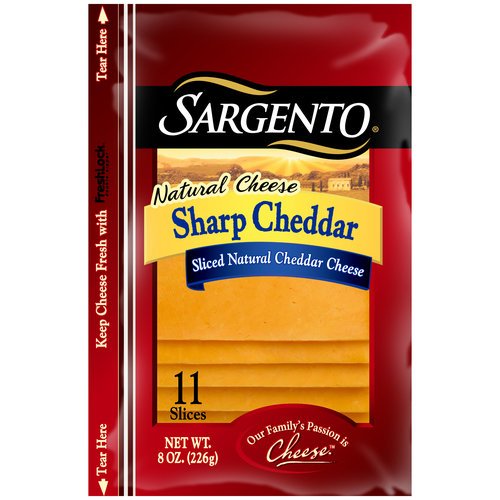 Sargento Natural Cheese Sharp Cheddar Slices 8 Oz Pack Of 3