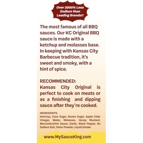 Sauce King Kansas City Low Sodium Barbecue Sauce