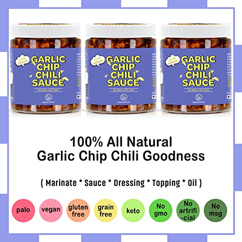 SAUCE UP 100% Natural Garlic Chip Chili Sauce 6oz- Made with Fri...