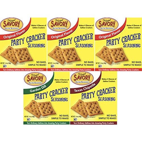 Savory Saltine Seasoning, 1.4 Ounce, Sampler Set, 3 Flavors, 5 Pack