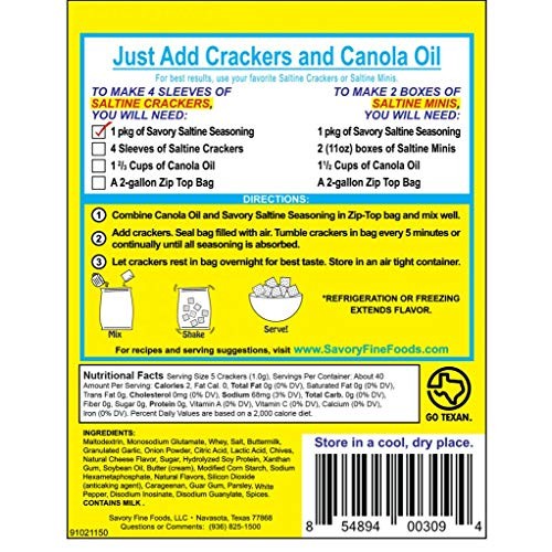 Savory Saltine Seasoning, 1.4 Ounce, Light Salt, 4 Pack