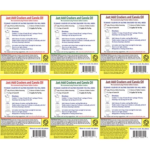 Savory Saltine Seasoning, 1.4 Ounce, Sampler Set, 3 Flavors, 6 Pack