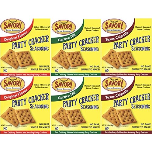 Savory Saltine Seasoning, 1.4 Ounce, Sampler Set, 3 Flavors, 6 Pack