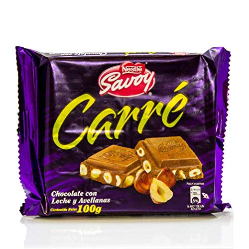 Savoy Carre Milk Chocolate With Hazelnuts/Avellanas By Nestle,