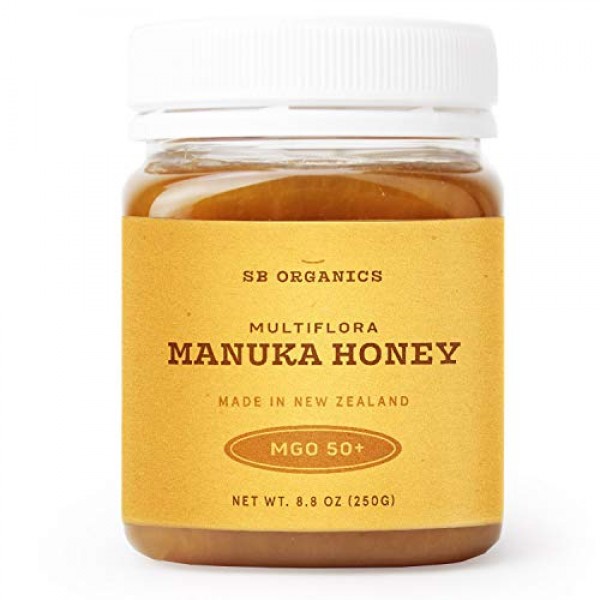 SB Organics Multiflora Manuka Honey MGO 50+ - 8.8 oz Jar of Raw ...
