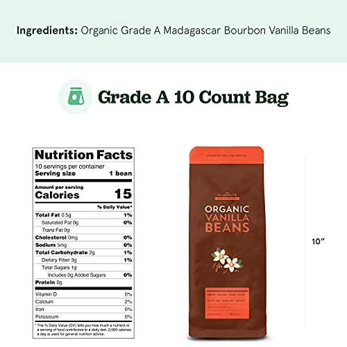 Sb Organics Whole Vanilla Beans - Grade A Madagascar Bourbon Van