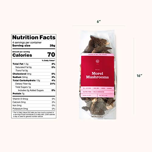 Sbo Dried Morel Mushrooms - 4 Oz Bag Of All-Natural Non-Gmo Vega